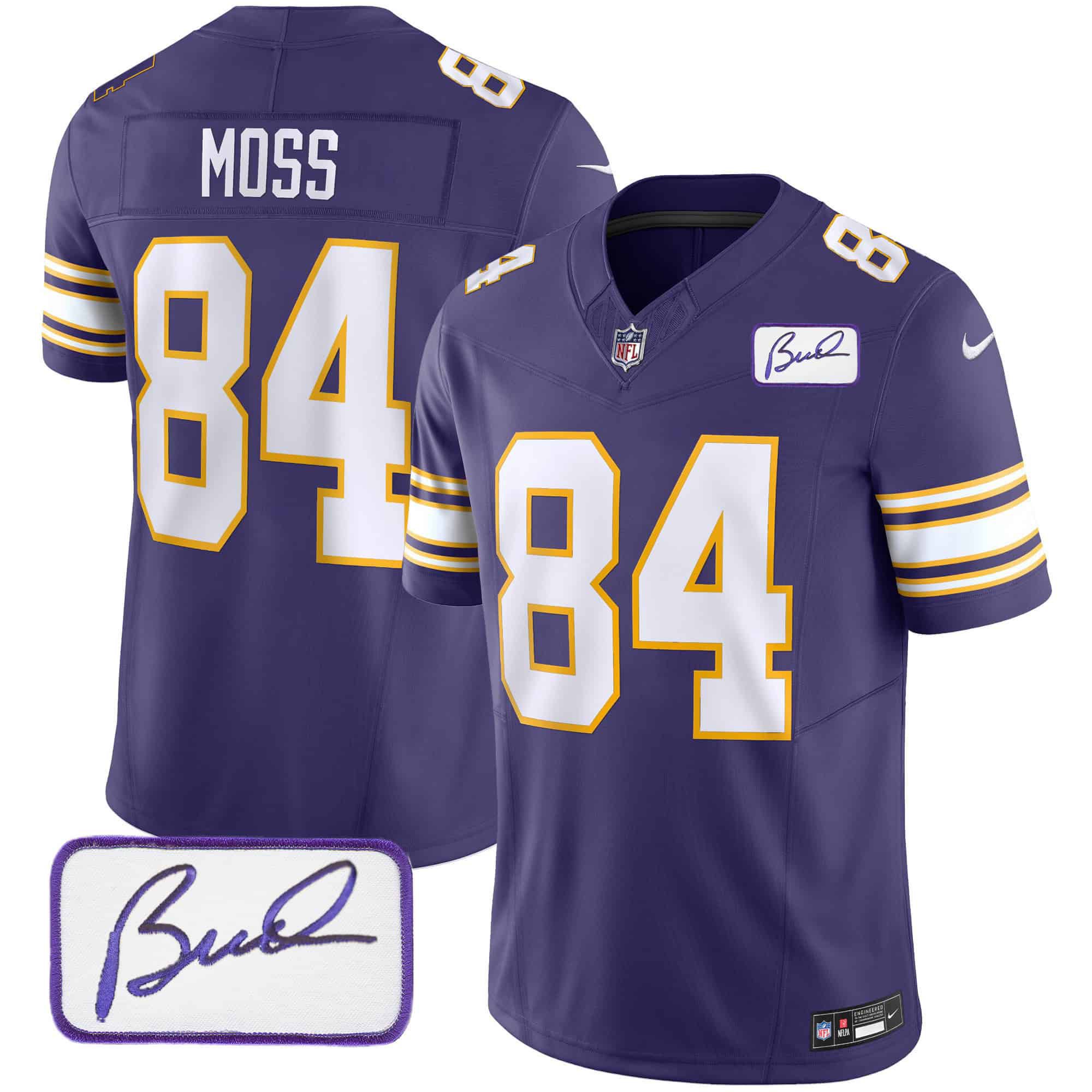 Men Minnesota Vikings #84 Moss Purple 2024 Nike Bud Grant Patch Classic Limited NFL Jersey style 1->indianapolis colts->NFL Jersey